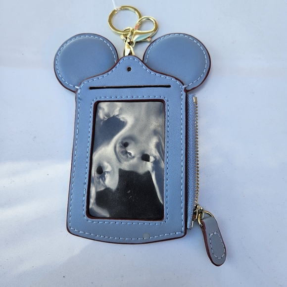 Blue Happy Dream Mickey Mouse Card Holder Keychain Disney - Picture 1 of 4